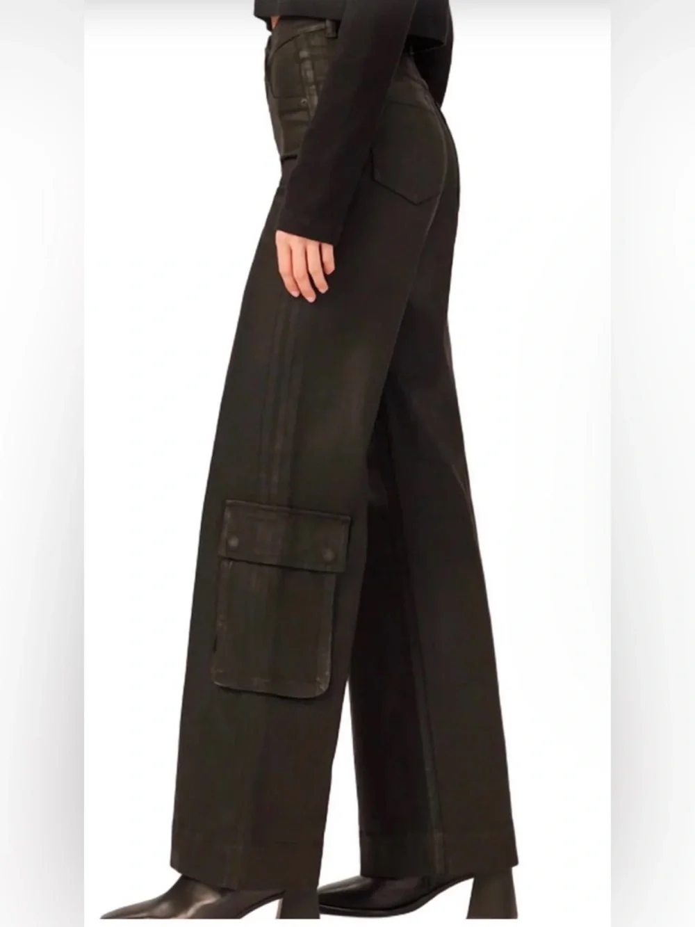 Dl1961 Hepburn Wide Leg High Rise Vintage Jean Black Coated - Picture 3 of 15